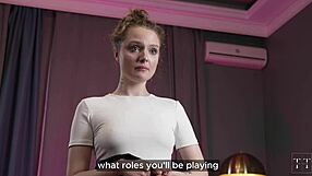 skinny student slut deepthroats monster cock then creampie pussy tight wet