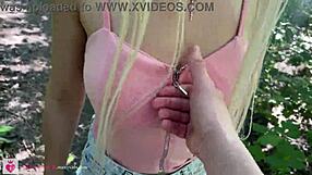 amateur teen bares glasses natural tits ass for outdoor forest public sex
