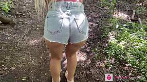 amateur teen bares glasses natural tits ass for outdoor forest public sex