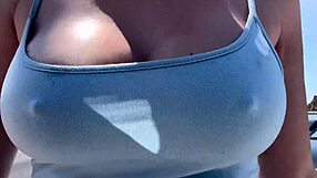 artemisia walks outdoors braless horny