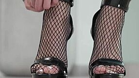 petite brunette crushes fruits barefoot then in high heels foot fetish tease