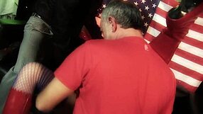 Two old fuckers blast tyler faith's face with july 4th cum facial