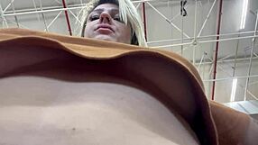 hidden phone captures busty amateur rubbing wet pussy and tits in supermarket
