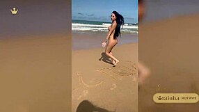 rainha hotwife naked on nudist beach tests liquid gel vibrator deep