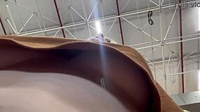 hidden phone captures busty amateur rubbing wet pussy and tits in supermarket