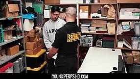 skinny twink flashes mall then bareback fucked by black security cock