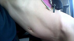 Young petite teen strips clothes in public car before sucking huge cock for mouthful cum