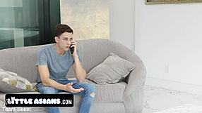 Petite Japanese cosplay sluts ride big cocks cowgirl in interracial sex tape