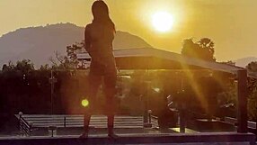 monika fox sucks rims and pees poolside at sunset