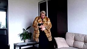 Mature Webcam Whore Aimee in Fur Coat Flashes Shaved Pussy Dirty Talks Solo Exhibition