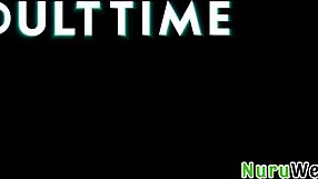 two slutty tattooed teens share seth's cock in wild nuru threesome 😈💦