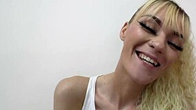 Blonde Coed Sassy Deepthroats Swallows Big Cumshot Load