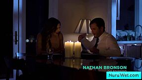 beautiful busty blonde babe sucks dick in tub then wet nuru massage with nathan bronson ella reese