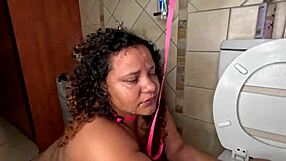 dude this interracial blowjob ends with golden shower on toilet face spitting and flushing