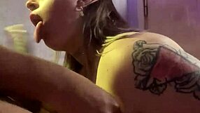 Whoa, watch this latina slut's big natural tits bounce on cock in deepthroat blowjob part one!