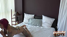 hot redhead penny pax teams up with anna belle peaks for big tits monster cock threesome fun