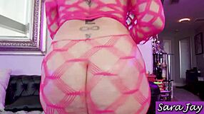 oily sara jay shakes huge ass n big tits in lingerie solo dildo fucks wet pussy