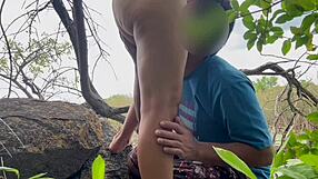 Hey check out playing with this young girl's smooth spot by the lake live