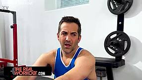 Wrestling buddies unleash brutal hardcore gym pounding