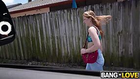 Picture redhead Abby McCoy bent over taking Sheem's huge black cock doggystyle then riding wild