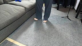 Skinny ebony missy maverick gags on cock solo with foot tease