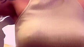 sweaty gym shirt turns see-through on her tits