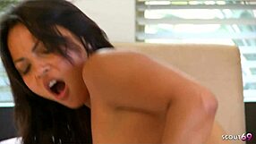 Half Indian Desi Girl's Saggy Natural Tits Bounce in Romantic Boyfriend Sex Cum on Ass