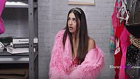 Petite sofie reyez blackmailed by ryan mclane pays shoplifted heels with young horny favors