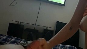 Horror flick scares best friend milf. She mounts rides my cock wildly.