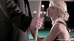 Wow! Classy Blonde Brunette Cocksucker Gulps Massive Cumshot Handjob Suck Down!