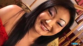 horny asian milf gets double stuffed anally in wild threesome blowbang