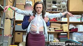 naughty teen shoplifter's tight ass bent over fucked hard by security guard's monster cock in garage