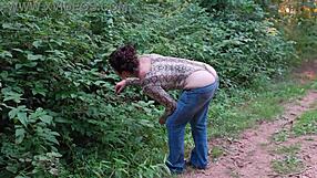 curvy milf housewife flashes huge ass in thong bodysuit hiking the outdoor trail