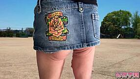 Climaxing with anal vibrator in miniskirt and boots outdoors assfucking toy play