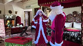 granny peggy sue's christmas deepthroat blowjob ends with hot cum mouthfill