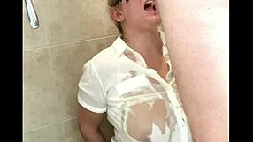 Sexy blonde takes first piss shower ever you believe it