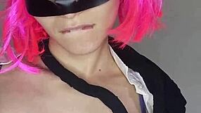 come get seduced by my huge natural tits while i fuck myself with dildo in kitty mask...
