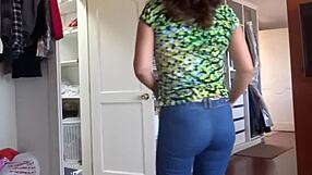 Voyeur films curvy stepmom dressing fingering hairy pussy