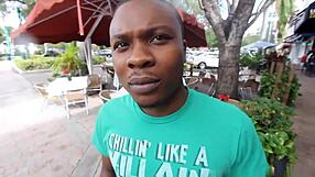 starving artist caricature fails as redhead milf gets fed huge black cock outdoors