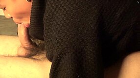 brunette gags extreme on hairy veiny cock deepthroating then handjob finish in mouth