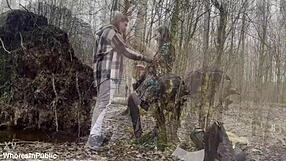 damn cute busty teen gets her pussy pounded rough in the forest outdoors