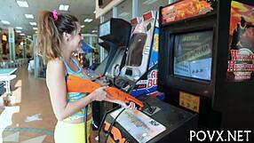 heart racing with zoe foxx's small tits slut sucking cock in rough pov fucking