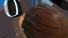 Cute girl hangs out playfully in rec room with her friend