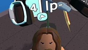 Cute girl hangs out playfully in rec room with her friend