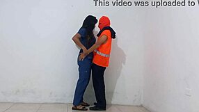 Hot Nurse Sneaks Blowjobs on Cleaning Staff Cocks