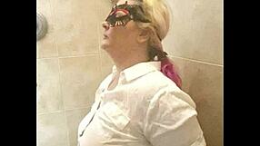 Sexy blonde takes first piss shower ever you believe it