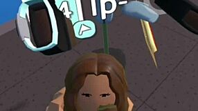 Cute girl hangs out playfully in rec room with her friend