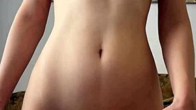 Petite teen Maiskii strips clothes rips moans rubbing shaved pussy to orgasm with dildo