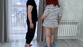 Stepmom grabs stepsons dick sucks it then slides into her fat ass