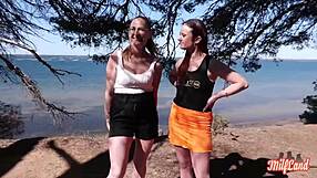 french milfs arianna and angelina share huge cock with their big tits bouncing